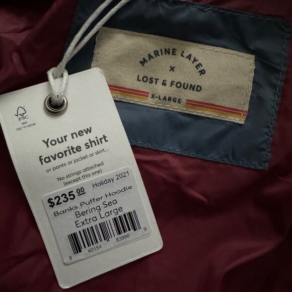Marine Layer Banks Puffer Hoodie sea Jacket Navy blue sz XL full zip pockets - Picture 10 of 12